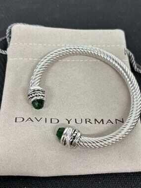 👏David Yurman👏 Dark Green Silver—7mm Swivel-Head Dark Green Diamond Bracelet